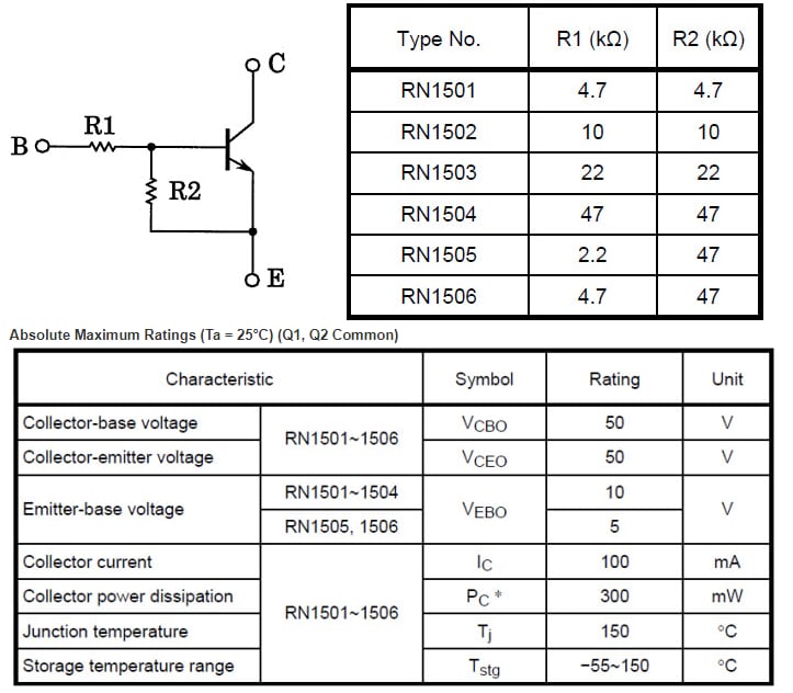 Toshiba RN150x Transistors